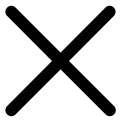 Black X-shaped close icon on white background.