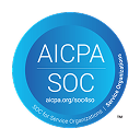 AICPA SOC logo with text 'AICPA SOC' and 'aicpa.org/socso' on a blue gradient square background.