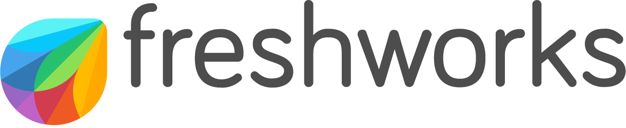 Freshworks logo with multicolored abstract leaf design and lowercase text.