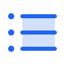 Blue horizontal slider control with three dots on the left side indicating settings or options.